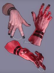 ambiguous_fluids black_nail_polish disembodied_hand fluid fluids hand_fetish hands implied_fingering implied_sex juice juices jujutsu_kaisen liquid nails nails_painted realistic ryoumen_sukuna_(jujutsu_kaisen) sticky tagme tattoo tattoos thatbabybunni