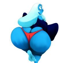 1girls ass ass_cleavage barrybbeesly big_breasts blue_body blue_diamond_(steven_universe) blue_eyes blue_skin butt_crack cartoon_network diamond_authority fat_ass female female_only gem_(species) large_ass long_hair panties red_panties solo solo_female solo_focus steven_universe thick_ass thick_thighs thighs white_hair wide_hips