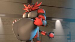 3d canid canine canis domestic_cat feral generation_7_pokemon hachi hi_res incineroar male male/male male_pred male_prey mammal muscular muscular_male nintendo pokemon pokemon_(species) solo vore