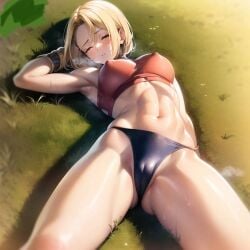 ai_generated blue_mary crop_top cute exposed king_of_fighters lust panties pussy snk underwear