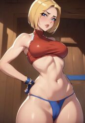 ai_generated blue_mary crop_top cute exposed king_of_fighters lust panties pussy snk underwear