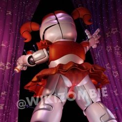 1girls 3d 3d_(artwork) animatronic baby_(fnafsl) back back_view blender blender_(software) circus_baby circus_baby_(fnaf) circus_baby_(original) female female_only five_nights_at_freddy's five_nights_at_freddy's:_sister_location full_color fully_clothed no_penetration orange_striped_panties panties red_panties robot robot_girl robot_humanoid skirt solo solo_female watermark white_body white_skin