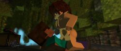 3d animated breasts brown_eyes brown_hair cave cowgirl_position female kaja_(kajacubed) kajacubed mine-imator minecraft ponytail prosthetic_arm steve_(minecraft) stomach_bulge straight vaginal_penetration