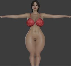 1girls 3d 3d_(artwork) asian asian_female big_breasts black_hair bottomless curvy female female_only female_pubic_hair fujii_mafuyu judge_eyes lightingzonex lost_judgment pubic_hair ryuu_ga_gotoku solo t-pose thick_thighs yakuza