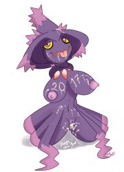 2017 bukkake female furry ghost ghost_girl happy_new_year large_breasts mismagius nelsonnoir pokemon pokemon_(species) pokemon_dppt pussy red_eyes solo tongue_out yellow_sclera