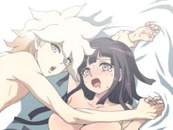 1boy breasts completely_nude completely_nude_female completely_nude_male danganronpa danganronpa_2:_goodbye_despair dosugon large_breasts nagito_komaeda straight straight_hair tsumiki_mikan