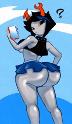 1girls 2022 ? angstrom ass ass_built_separately big_ass big_breasts black_hair breasts bubble_butt butt_crack cellphone clothing crop_top dat_ass female female_only grey_skin homestuck homestuck^2 horns huge_ass hyper hyper_ass looking_at_viewer looking_back miniskirt ms_paint_adventures phone short_hair sideboob skirt solo spiked_collar thick_thighs troll underboob upskirt vrissy_maryam-lalonde yellow_sclera