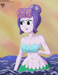 alcasar-reich big_ass big_breasts blue_eyes cala_maria cuphead_(game) fit giantess huge_ass huge_breasts large_ass large_breasts mermaid mermaid_giantess monster_girl muscular scar wide_hips