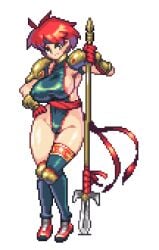 areola areola_slip areolae breasts camille_(suikoden) gensou_suikoden gensou_suikoden_i hips huge_breasts lance large_breasts leotard nipple_slip nipples pixel_art polearm red_hair short_hair sideboob sideless_outfit spear suikoden suikoden_i tagme thick_thighs thighs trident weapon wide_hips yumura_kino yumurama