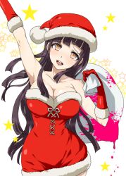 blood breasts christmas_clothing christmas_outfit cleavage danganronpa danganronpa_2:_goodbye_despair dosugon large_breasts santa_hat straight_hair tsumiki_mikan