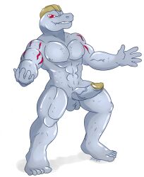 abs anthro balls erection machoke male male_only nelsonnoir pokemon pokemon_(species) pokemon_rgby red_eyes solo veiny_muscles veiny_penis