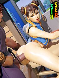 1boy 1girls 3d artist_name capcom chun-li chun-li_(fortnite) evil_ryu female fortnite male outdoors ryu_(street_fighter) sex sex_from_behind sixser straight street_fighter watermark