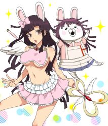 clothes_swap danganronpa danganronpa_2:_goodbye_despair dosugon monomi_(danganronpa) nipple_bulge skimpy skimpy_clothes straight_hair tsumiki_mikan