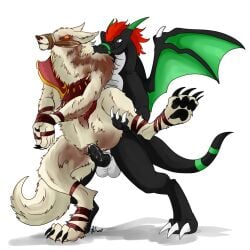 anthro arlinn_kord black_scales bondage dragon furry gag gagged magic_the_gathering nelsonnoir original_character rape red_hair werewolf wings