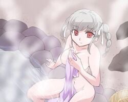 breasts censored completely_nude completely_nude_female danganronpa danganronpa_2:_goodbye_despair hot_spring large_breasts pekoyama_peko smooth_skin towel