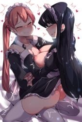 1boy 1girls big_breasts black_hair blush breasts breasts_against_chest crossdressing cum cum_in_pussy cum_inside duo female femboy femboy_on_female girly hinghoi kneeling kneeling_sex komi-san_wa_komyushou_desu komi_shouko legwear long_hair maid maid_headdress maid_outfit maid_uniform male male_on_female nipples penis_in_pussy sex tadano_hitohito thick_thighs thighhighs trap trapdano twintails vaginal_penetration vaginal_sex