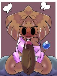 anthro anthrofied big_penis black_penis blush female hitmonre hitmontop jamvcr large_penis male male/female nintendo oversized_shirt penis penis_awe pokémon_(species) pokemon precum rule_63 sitting_on_lap