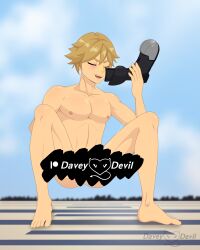 adrien_agreste cat_noir censored cumshot davey_devil gay male male_only miraculous_ladybug naked smell smelling_shoe tagme yaoi