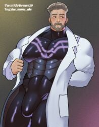 aledraws19 beard bulge clothed male_only muscles muscular muscular_male pokemon pokemon_sv professor_turo