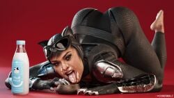 1girls 3d ass ass_up batman_(series) big_ass bodysuit bubble_ass bubble_butt catwoman cyberbolt dc dc_comics feet female female_only huge_ass injustice_2 licking looking_at_viewer milk solo