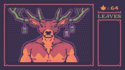 1boy ahegames animal_humanoid anthro antlers chest_tuft deer horns lewd_leaf_land male molly_(lewd_leaf_land) muscular muscular_male official_art pecs pixel_art reindeer screencap