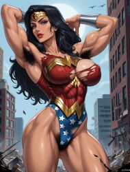 ai_generated armpit_fetish armpit_hair armpits athletic athletic_female dc_comics deergirlfit destroyed_building destroyed_city destroyed_clothing destruction excessive_pubic_hair female female_pubic_hair hairy hairy_armpits hairy_male justice_league justice_league_unlimited muscular muscular_female muscular_legs muscular_thighs pubic_hair ripped_clothing strong superhero superheroine toned toned_body toned_female torn_clothes torn_clothing torn_pants wonder_woman