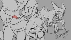 all_fours anal anal_sex animated ball_gag blush bondage bound collar eeveelution from_behind_position gag gagged generation_4_pokemon generation_5_pokemon generation_6_pokemon glaceon greninja hand_on_butt hi_res nintendo penetration pokemon pokemon_(species) sex shoomka submissive tail tail_pull tongue tongue_out zoroark