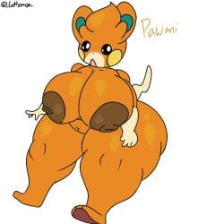 big_breasts breasts female lattemon nipples pawmi pokémon_(species) pokemon tagme