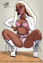 1boy 1girls african_american african_female balls big_feet black_female boot_fetish bootjob boots cock_and_balls_torture cockbox crush crushed_penis crushing cum ejaculation female femdom footjob footjob_with_legwear footjob_with_one_foot high_heel_boots high_heels penis pink_clothing platform_boots platform_shoes saliva shoejob squatting stripper_boots stripper_shoes sweat tongue_out white_boots white_clothing white_footwear white_jacket white_legwear