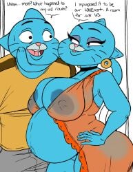 aged_up areolae big_breasts blue_fur breasts cartoon_network dialogue female gumball_watterson imminent_sex inbreeding incest male/female milf mother_and_son nicole_watterson nipples pregnant pregnant_female ready_to_pop seanmalikdesigns smmyart the_amazing_world_of_gumball translucent_clothing