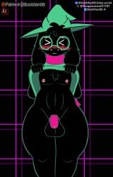 >_< >~< 2025 anthro artist_name balls black_body black_fur blush blush_lines boobfan06 boss_monster_(undertale) bottomless bovid caprine chastity_cage chastity_device chest_tuft closed_eyes clothed clothing clothing_lift deltarune embarrassed eyewear femboy flat_colors fluffy_ears fur genitals geometric_background glasses goat green_clothing grid_background hat head_tuft headgear headwear hi_res horn male mammal nipples patreon_username pattern_background penis pink_clothing pink_horn presenting presenting_penis ralsei round_glasses scarf shirt shirt_lift simple_background solo solo_focus text thick_thighs topwear tuft undertale_(series) wide_hips witch_hat