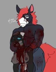 anthro asphyxiation bisected blood blood_from_mouth blood_in_mouth bodily_fluids breasts carrying_another clenched_teeth death decapitation duo equid equine female forced gore guts hi_res horse intestines killing luneytuney male male/female mammal necrophilia nosebleed organs partial_decapitation rape reptile scalie sex snuff teeth wound_penetration