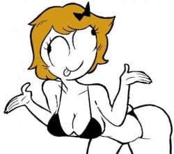 black_bra blonde_hair derpina large_breasts rage_comics silly_face