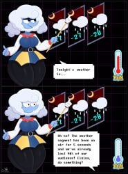 1boy 1girls 2025 2d 2d_(artwork) 2d_artwork arms artist_logo artist_name artist_signature background belt big_hips big_nose big_thighs blue_body blue_skin bottom_heavy bottomless_female breasts cloud_hair coffilatte color colored curvaceous curvaceous_female curvaceous_figure curves curvy curvy_body curvy_female curvy_figure curvy_hips curvy_thighs deltarune deltarune_chapter_3 dialog dialogue digital_art digital_drawing_(artwork) digital_media digital_media_(artwork) elnina_(deltarune) eyelashes eyes female female_focus hair half-closed_eyes hips huge_hips huge_thighs lanino_(deltarune) legs long_nose male medium_boobs medium_breasts medium_tits offscreen_character offscreen_male open_mouth pointy_nose skirt sleeves small_waist solo solo_female solo_focus speech sweat sweatdrop sweating sweaty sweaty_face tagme talking talking_to_another talking_to_partner talking_to_viewer text thermometer thick_hips thick_legs thick_thighs thighs topwear twintails voluptuous voluptuous_female weather_girl white_hair wide_hips wide_thighs