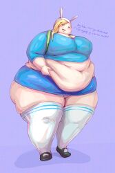 1girls adventure_time adventure_time:_fionna_&_cake backpack belly bunny_ears fat fat_female fat_fetish female fionna_and_cake fionna_the_human_girl gorgeouswaifudom huge_belly overweight overweight_female rule_63 weight_gain