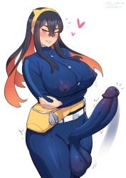 1futa allurmilk big_breasts big_penis breasts busty carmine_(pokemon) dick dickgirl erect_penis erection futa_only futanari hard_on huge_breasts huge_cock large_breasts large_penis long_penis nipples penis penis_under_clothes pokemon pokemon_sv testicles tight_clothing zheng