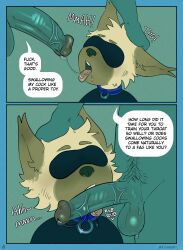 absurd_res anthro big_penis biped blindfold blush bulge canid canine canis clothing collar_tag domestic_cat dominant dominant_anthro dominant_male duo felid feline felis genitals hi_res humanoid_genitalia humanoid_penis male mammal mazmaven penis small_penis solo_focus submissive submissive_anthro submissive_male wolf