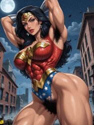 ai_generated armpit_fetish armpit_hair armpits athletic athletic_female dc_comics deergirlfit destroyed_building destroyed_city destroyed_clothing destruction excessive_pubic_hair female female_pubic_hair hairy hairy_armpits hairy_male justice_league justice_league_unlimited muscular muscular_female muscular_legs muscular_thighs pubic_hair ripped_clothing strong superhero superheroine toned toned_body toned_female torn_clothes torn_clothing torn_pants wonder_woman