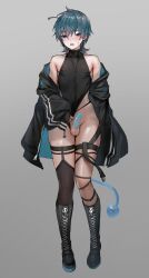 1boy alien alien_boy blue_eyes blue_hair blush exposed_penis mostly_clothed shuu_sakurai tagme vtuber