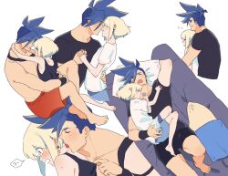 2boys androgynous arms_around_neck blush embarrassed femboy fully_clothed galo_thymos gay hug hugging licking_neck lio_fotia promare questionable size_difference sleeping_together twink wholesome yaoi