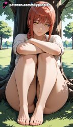 1girls 2025 against_tree ai_assisted ai_generated anime artist_name bangs bare_legs barefoot beach black_panties braid braided_ponytail brown_hair bush chainsaw_man dappled_sunlight day explicit feet female forest garden grass hi_res high_quality high_resolution highres jungle light_smile long_hair looking_at_viewer makima_(chainsaw_man) nature on_grass on_ground outdoors palm_leaf palm_tree panties patreon patreon_username plant ringed_eyes sitting sky skypassion smile soles solo stable_diffusion toenail_polish toes tree tree_shade tree_stump under_tree underwear watermark yellow_eyes