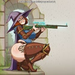 ai_assisted ai_generated family_guy greyscaler gun holding_breast mage magic magic_user meg_griffin sfw weapon witch world_of_lust:_the_spire