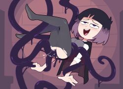 2025 absurd_res black_hair blush bodily_fluids breasts clothed clothing duo feet female hair hi_res human human_focus kaisa_(hilda) looking_pleasured mammal miscon multicolored_hair not_furry open_mouth open_smile penetration purple_hair sex smile soles solo_focus sweat tentacle tentacle_creature tentacle_in_vagina tentacle_penetration tentacle_sex torn_clothing two_tone_hair vaginal_penetration