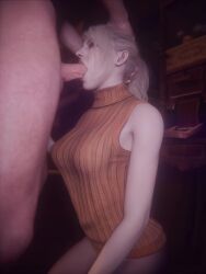 1boy 1girls 3d animated ashley_graham ass biohazard blowjob blowjob_face capcom checkpik fellatio female male on_all_fours oral panties resident_evil resident_evil_4_remake tagme video