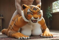 ai_generated anthro anthropomorphic beautiful bedroom big_breasts breasts cat_girl curvy_female curvy_figure doggy_style dreamworks feline feline_humanoid female female_focus fucked_from_behind fucking fur furry furry_female furry_only horny horny_female human_on_anthro in_heat intercourse kung_fu_panda looking_at_viewer master_tigress muscular muscular_female nude nude_female orange_eyes realistic seductive seductive_look seductive_smile sex sexy sexy_body sexy_pose tiger tiger_girl tigress tigress_(kung_fu_panda) tits_out two_tone_fur voluptuous voluptuous_female