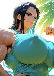 abs ai_generated alternate_breast_size below_view biceps breasts breasts_bigger_than_head dominant dominant_female domination elisabeth_cheria female female_focus female_only from_below gigantic_breasts huge_biceps huge_breasts hyper hyper_breasts hyper_muscles large_breasts muscles muscular muscular_female nico_robin nipples nude one_piece solo solo_female solo_focus strong strong_female taller_female taller_girl visible_nipples