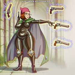 ai_assisted ai_generated family_guy greyscaler gun holding_breast mage magic magic_user meg_griffin sfw weapon witch world_of_lust:_the_spire