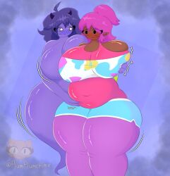 2d 2d_(artwork) 2girls ass b3_gf_(blazethewolf55) big_ass big_breasts big_butt big_thighs breasts chubby chubby_female dark-skinned_female dark_skin fnf fnf_mods friday_night_dustin friday_night_funkin friday_night_funkin_mod ghost ghost_girl ghost_girlfriend girlfriend_(friday_night_funkin) groping_belly groping_breasts huge_ass huge_breasts huge_butt huge_thighs hyper hyper_ass hyper_breasts hyper_butt massive_ass massive_breasts massive_butt massive_thighs plumkinplumchime purple_skin shaya_dearest