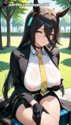 1girls 2025 ai_assisted ai_generated animal_ears anime artist_name big_breasts big_chest black_gloves black_hair blush breast breasts bush bust busty chest choker covered_nipples day erect_nipples explicit exposed_nipples female forest gloves grass hair_between_eyes hard_nipples hi_res high_quality high_resolution highres jacket lake large_breasts long_hair looking_at_viewer manhattan_cafe_(umamusume) nature necktie nipple nipples nipples_outside outdoors palm_tree park patreon patreon_username plant pond river see-through shirt sitting skirt skypassion smile solo stable_diffusion tail thighs tree umamusume umamusume_pretty_derby uncensored_nipples under_tree very_long_hair watermark wet wet_clothes wet_shirt yellow_eyes
