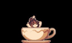 ahegames animated black_background coffee coffee_mug color colored cream_hair female no_sound tagme video